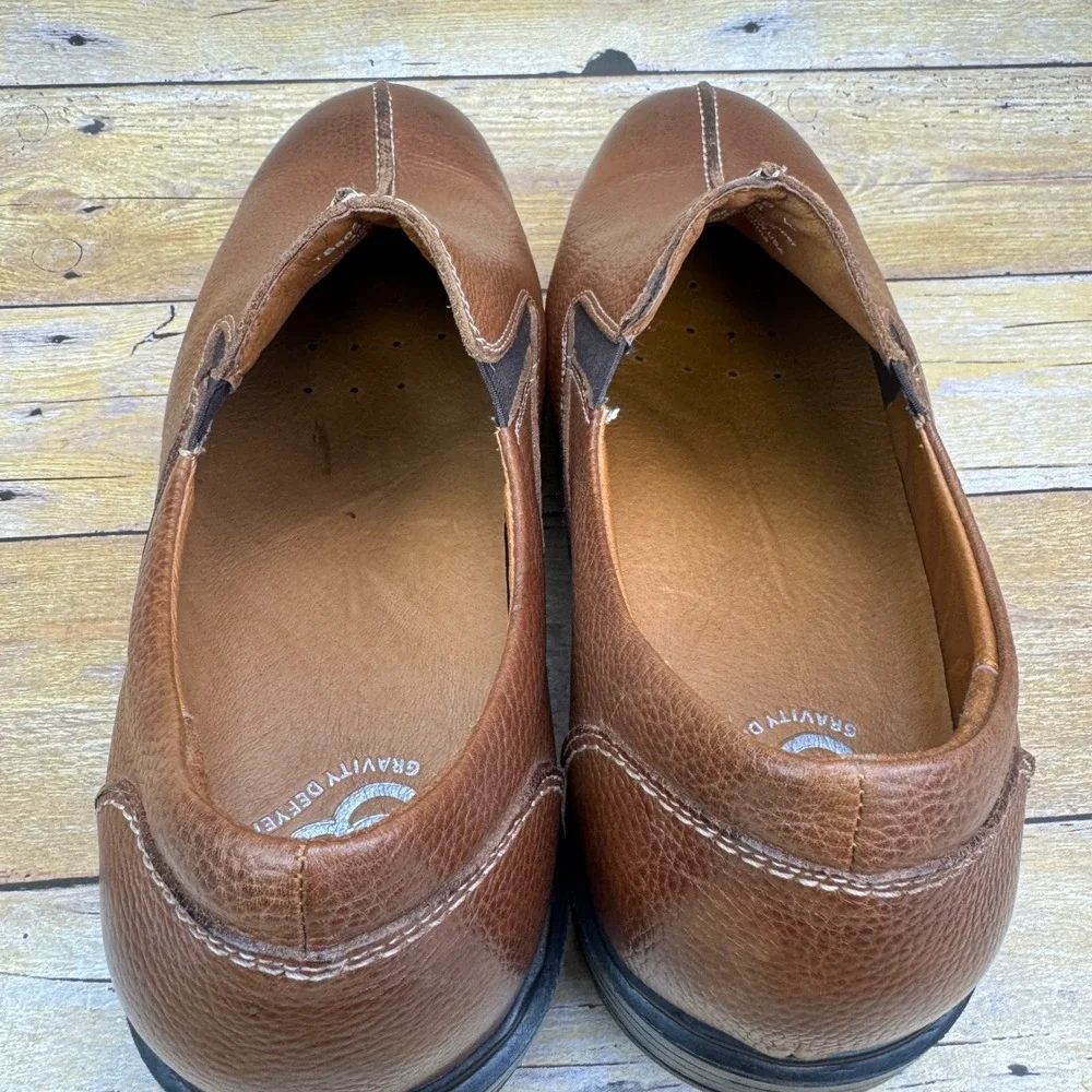 Gravity Defyer Mens Brown Leather‎ Slip On Loafers Comfort Shoes Size 11.5 Wide